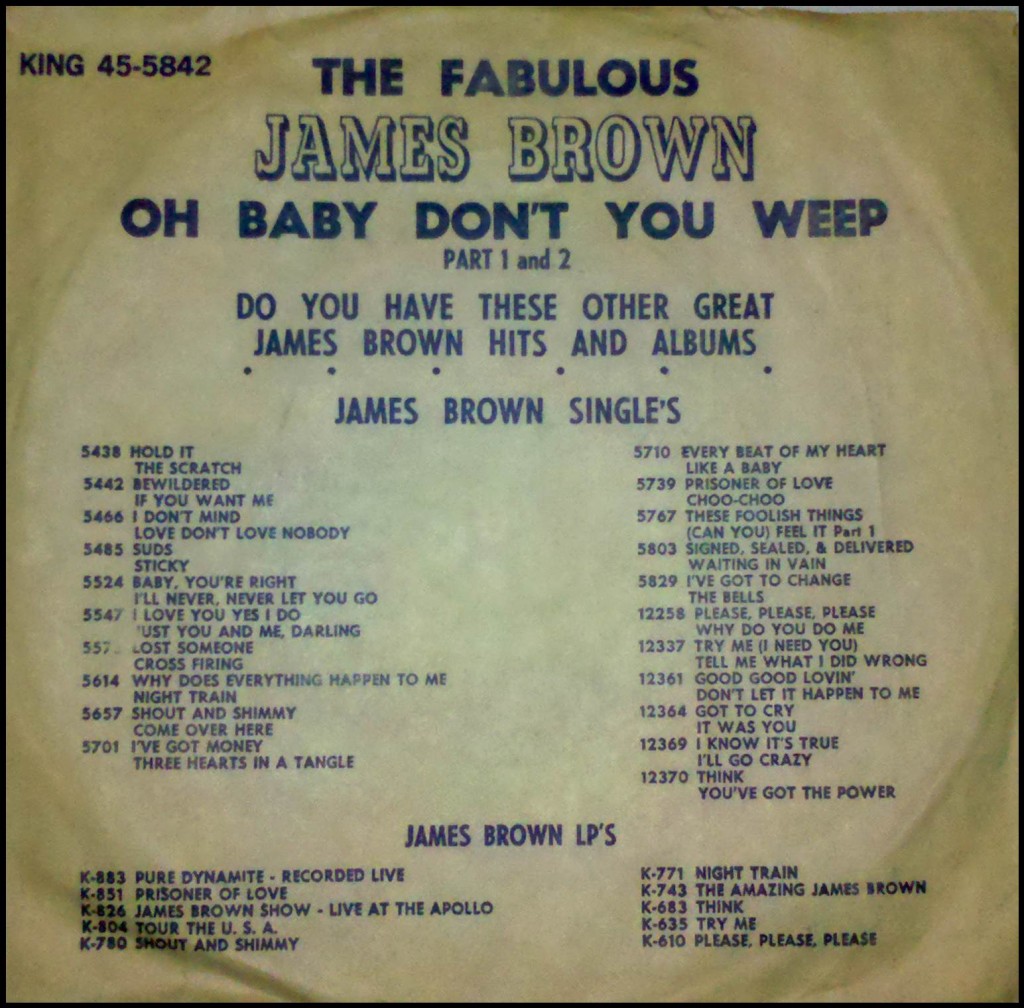 Record sleeve for Oh Baby Don't You Weep