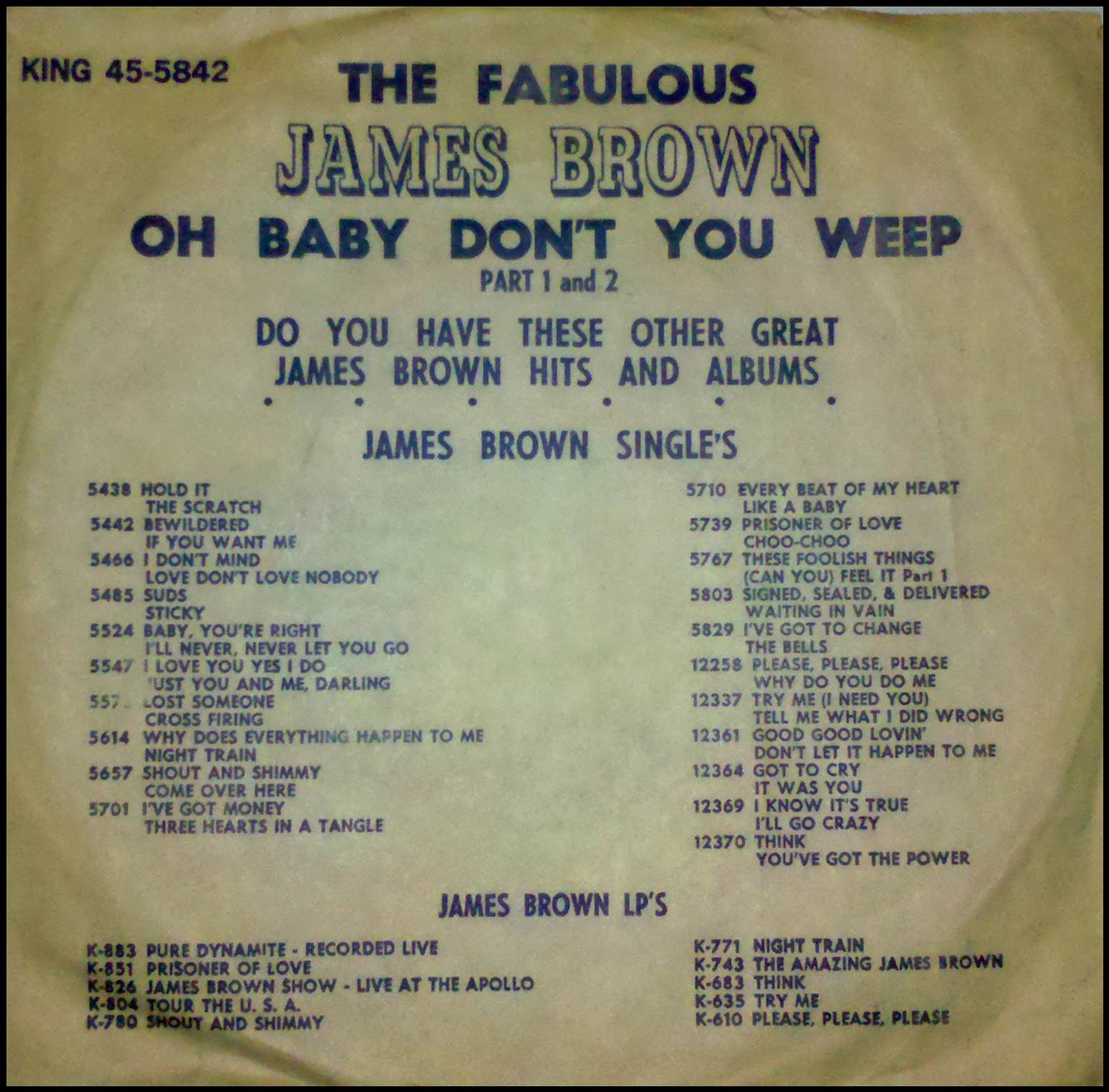 King 45: Oh Baby Don't You Weep Part 1 and 2 – The James Brown